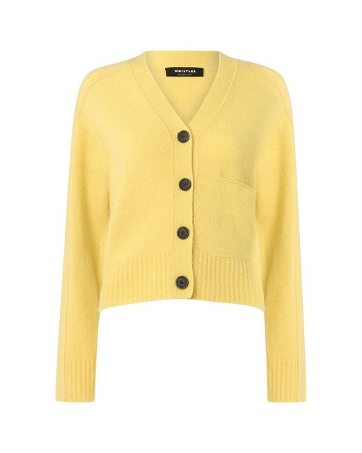 Whistles Yellow Mix Pocket Cardigan