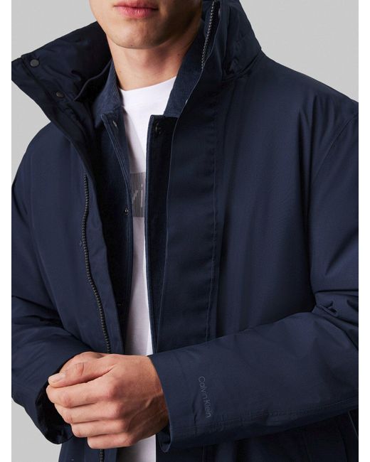 Calvin Klein Blue Mid Length Parka Jacket for men