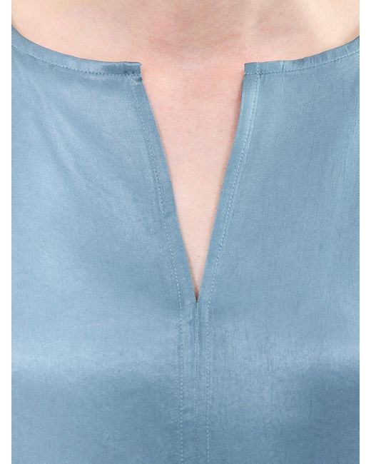 Eileen Fisher Blue Split Neck Square Top