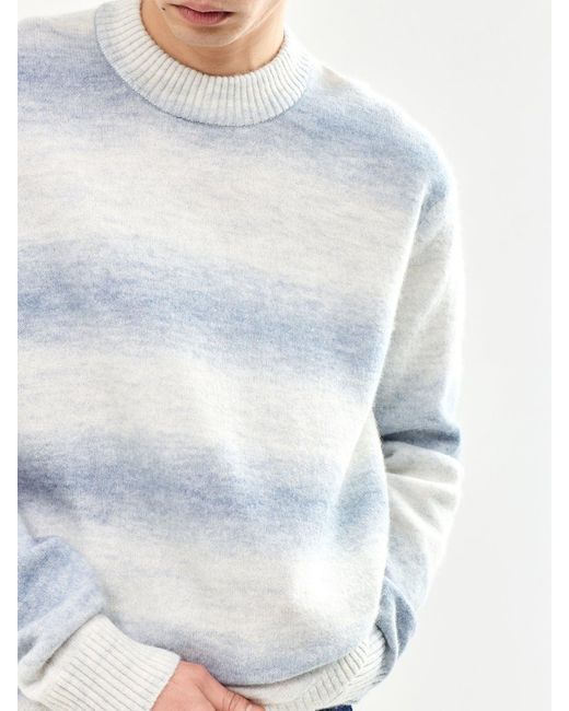 SELECTED Blue Space Dyed Crew Neck Knit for men