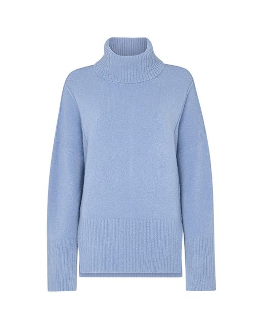 Whistles Blue Women's Wool Mix Roll Neck Knit