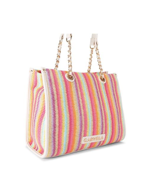 Carvela Kurt Geiger Pink Leila Raffia Tote Bag