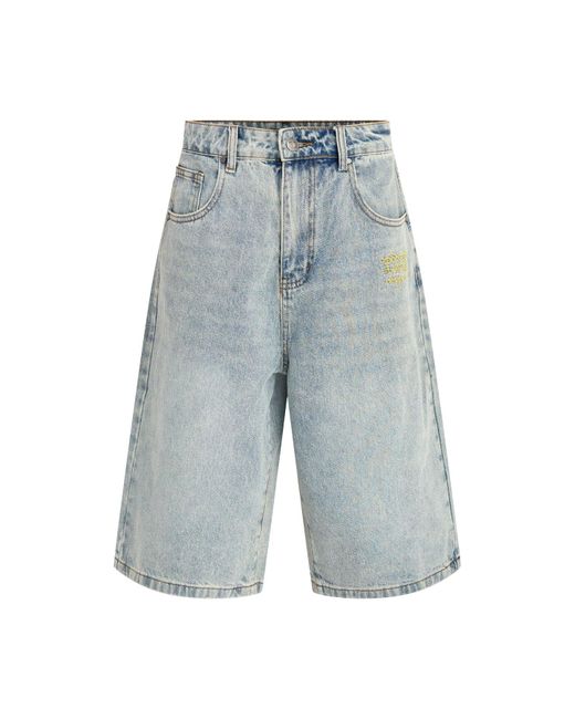 Ed Hardy Gray Dragon Crawl Relaxed Denim Shorts