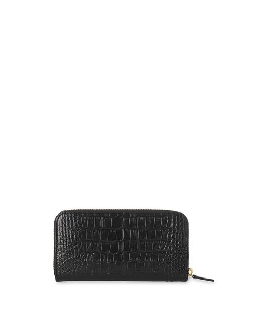 Whistles Black Shiny Croc Long Purse Bag