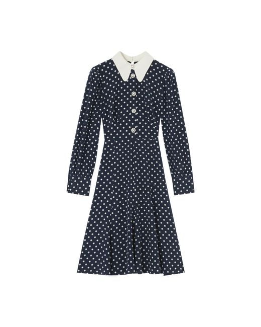 L.K.Bennett Blue Mathilde & Cream Polka Dot Silk Tea Dress