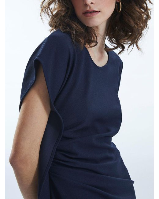 James Lakeland Blue Side Ruched Asymmetrical Dress