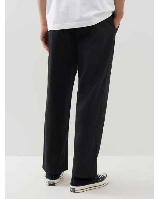 Only & Sons Black Loose Cotton-Linen Trousers for men