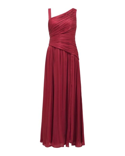 Forever New Red Women's Nya Metallic Asymmetrical Maxi Dress