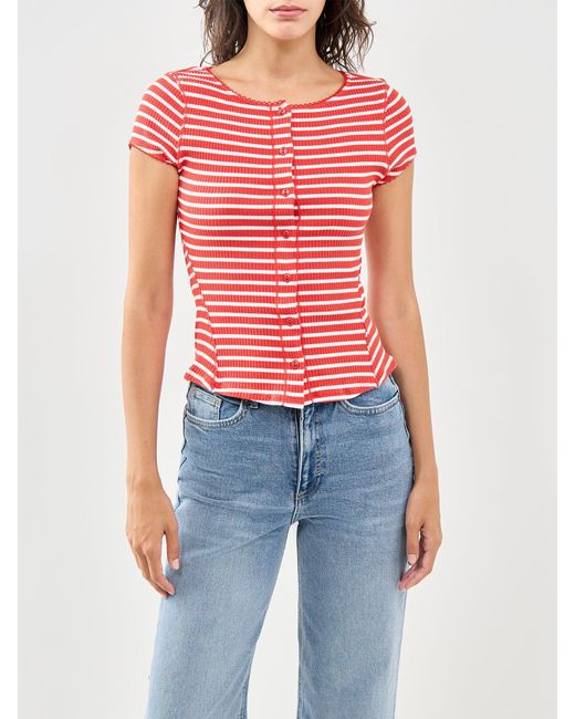 Free People Red Most Wanted Striped Cardigan