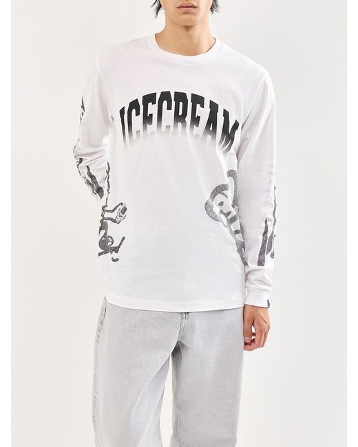 ICECREAM White Halftone Multi Logo Long Sleeve T-Shirt for men