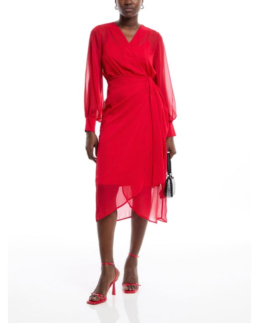 Never Fully Dressed Red Women's Sheer Midaxi Vienna Dress