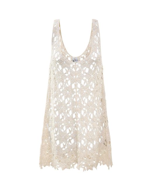 Pieces White Lina Crochet Beach Dress Cream