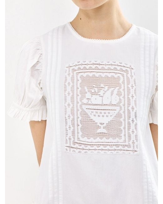 Damson Madder White Mabel Lace Insert Blouse