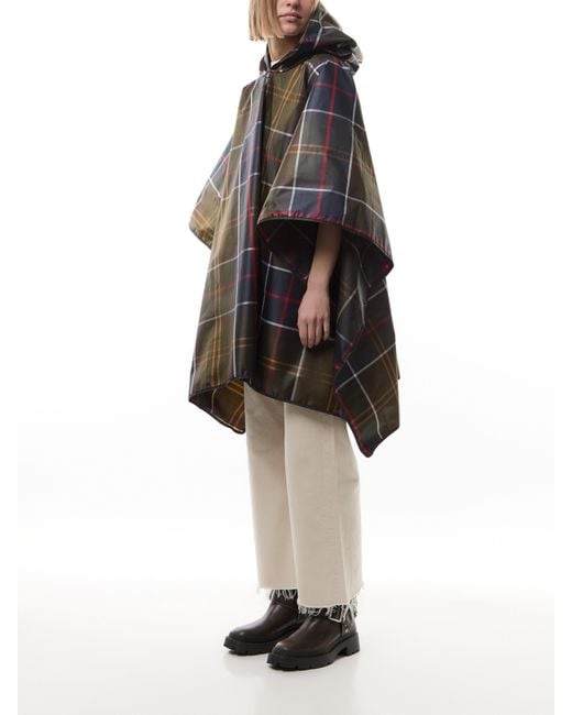 Barbour Black Tartan Showerproof Poncho