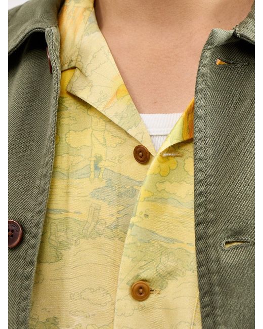 Nudie Jeans Yellow Arvid Hawaii Shirt Drift Away for men