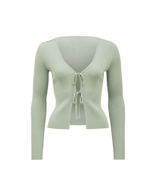 Forever New Green Women's Cassie Tie Front Knit Cardigan