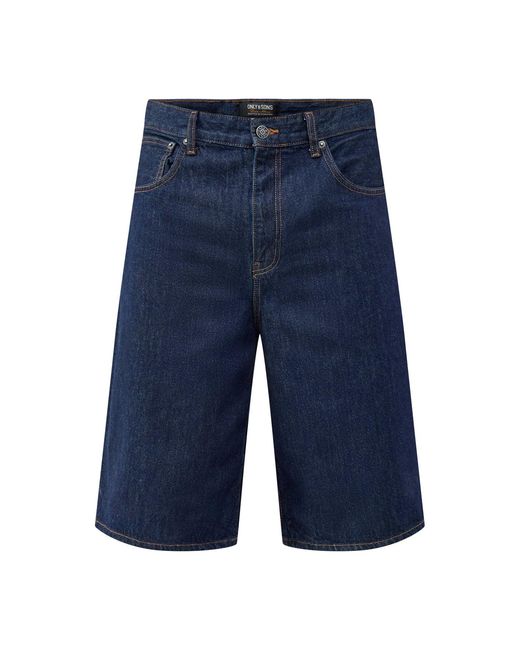 Only & Sons Blue Onscarl Balloon Rinse 6916 Shorts for men