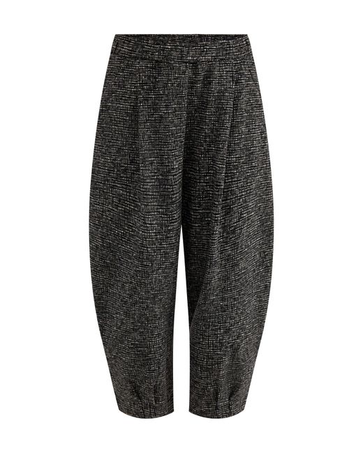 Mama B. Black Textured Barrel Leg Trousers