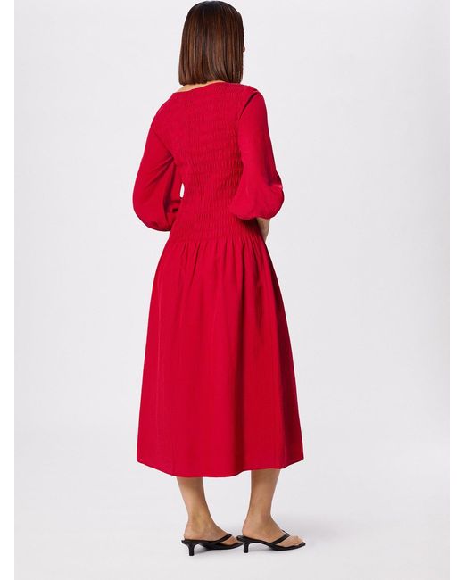 Whistles Red Wide Spaced Shir Dress