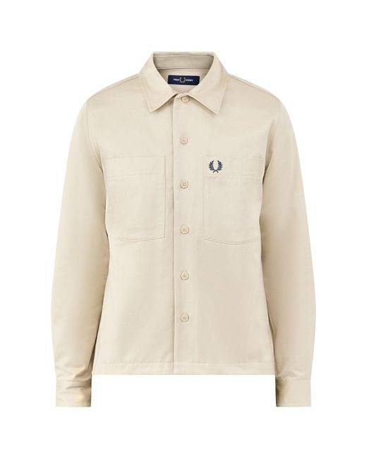 Fred Perry Natural Twill Overshirt Cream for men