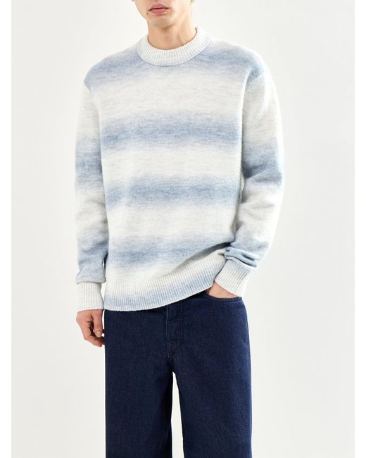 SELECTED Blue Space Dyed Crew Neck Knit for men