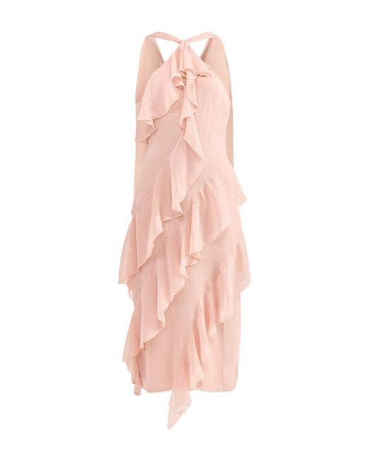 Pretty Lavish Pink Aria Halterneck Ruffle Midaxi Dress