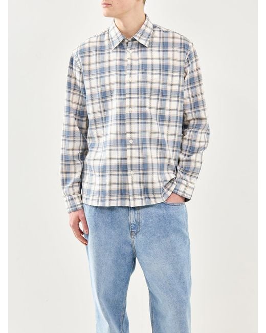 SELECTED White Checked Shirt, Cotton for men