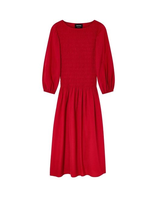 Whistles Red Wide Spaced Shir Dress