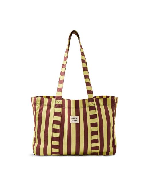 Damson Madder Natural Large Canvas Tote Bag Stripe