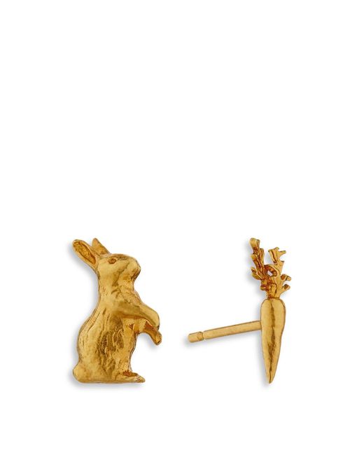 Alex Monroe Metallic Women's Rabbit And Carrot Aysmmetric Earrings