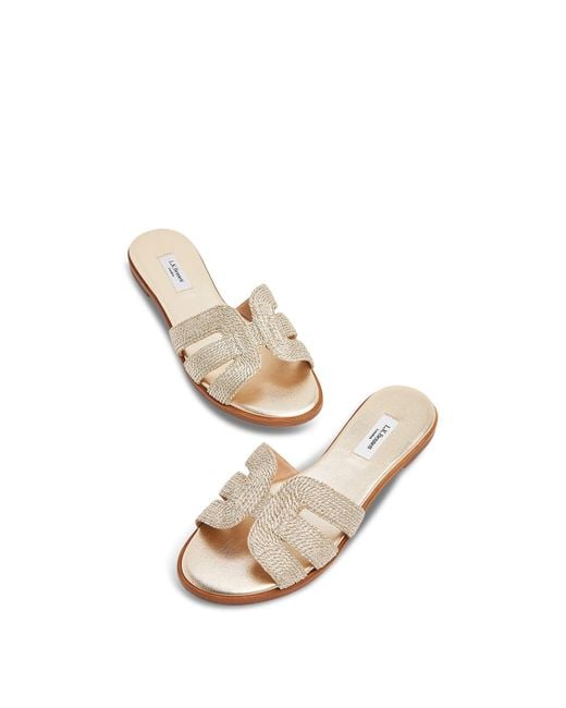 L.K.Bennett Natural Metallic Riley Flat Sandals