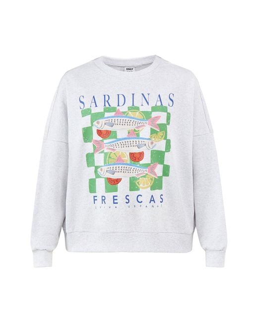 ONLY White Deborah Crew Neck Sweatshirt