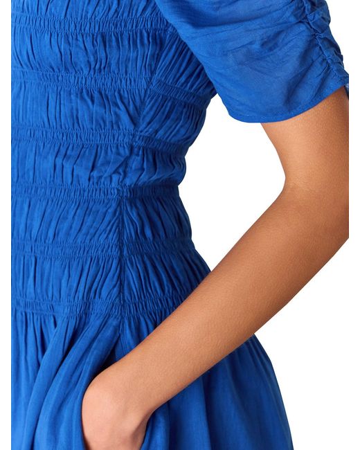 Whistles Blue Avery Smocked Dress