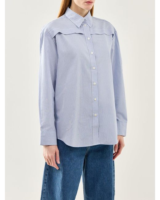 SELECTED White Allison Oversized Long Sleeve Stripe Shirt Stripe