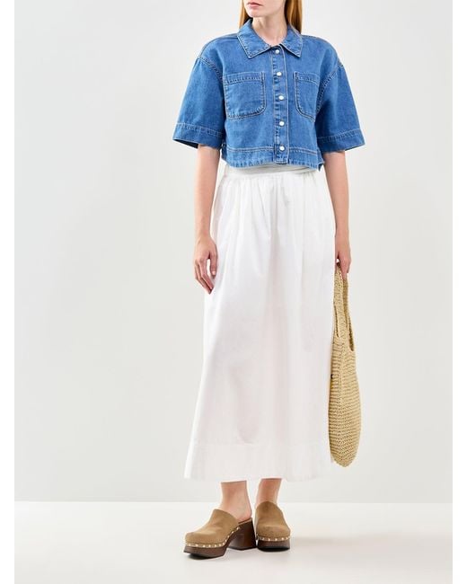 ONLY Blue Cleo Cropped Denim Shirt