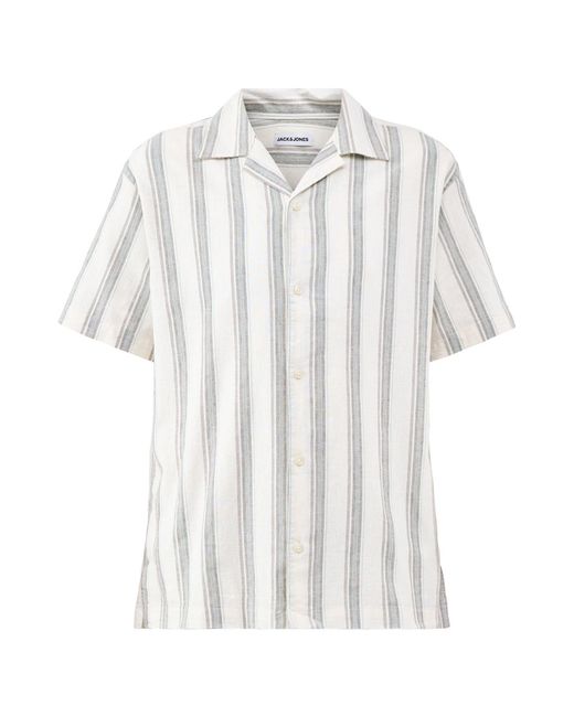 Jack & Jones White Breeze Stripe Short Sleeve Shirt Cream for men