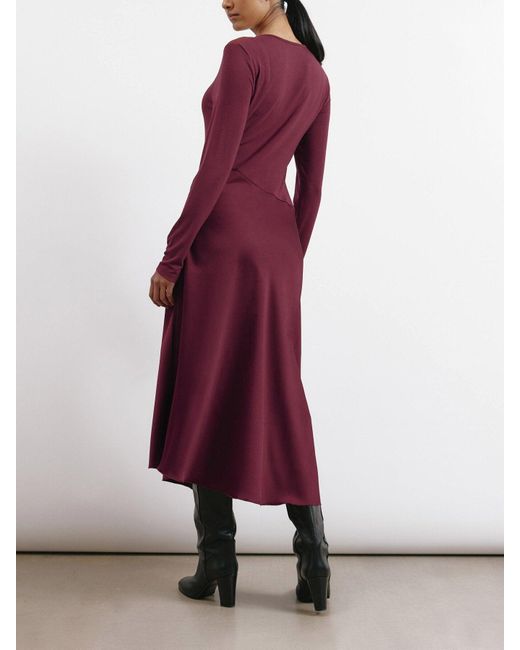 Albaray Purple Satin & Jersey Asymmetric Dress
