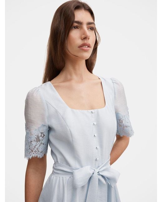Forever New Blue Alana Lace Trim Mini Dress