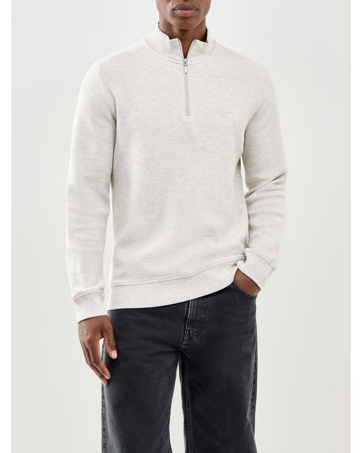 Barbour White Ravensworth Half Zip Sweatshirt Cream for men
