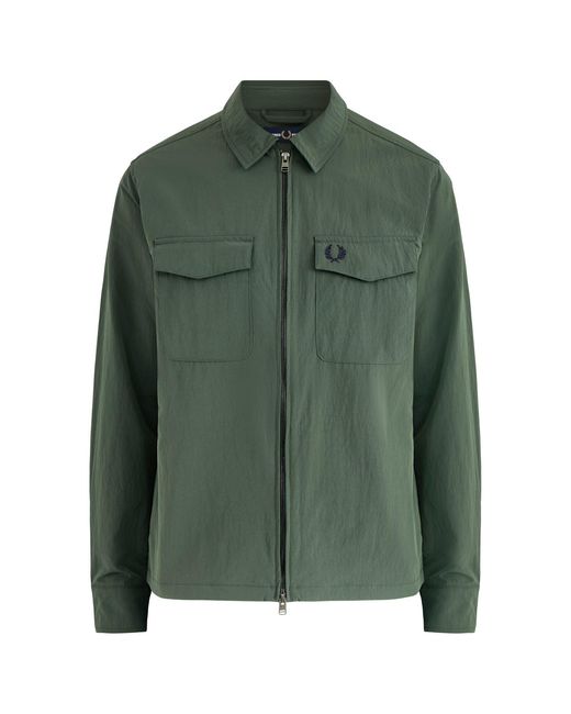 Fred Perry Green Zip Through Overshirt for men