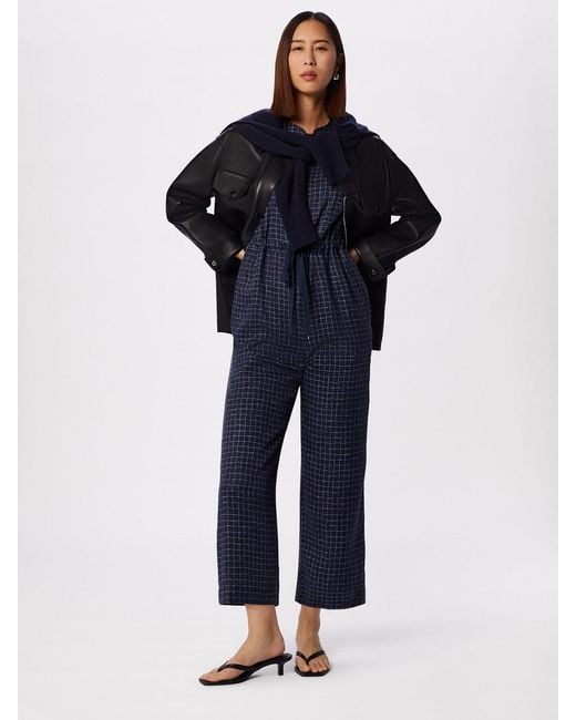 Whistles Blue Grid Print Sleeveless Jumpsuit