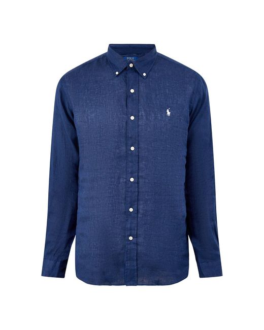 Polo Ralph Lauren Blue Custom Fit Shirt for men