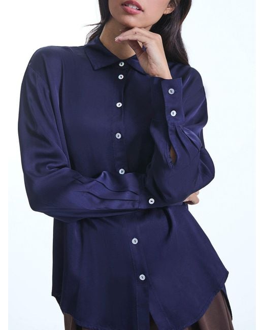 James Lakeland Blue Satin Finish Shirt