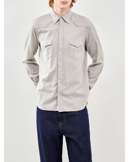 Hartford White Long Sleeve Pattern Shirt for men