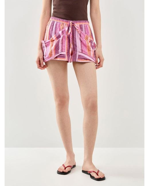 Free People Red Good Fortune Stripe Short