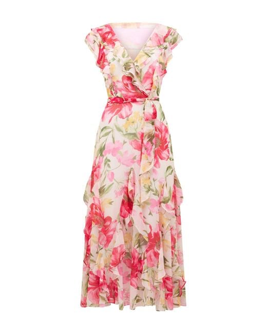 Forever New Pink Naya Ruffle Midi Dress