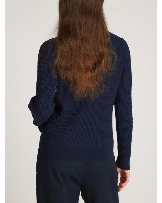 Tommy Hilfiger Blue Cable V-Neck Sweater