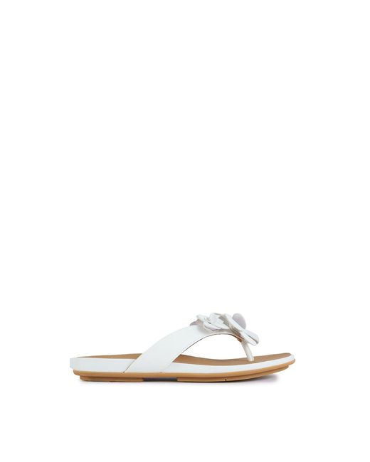 Fitflop White Gracie Flower Leather-Inspired Sandals