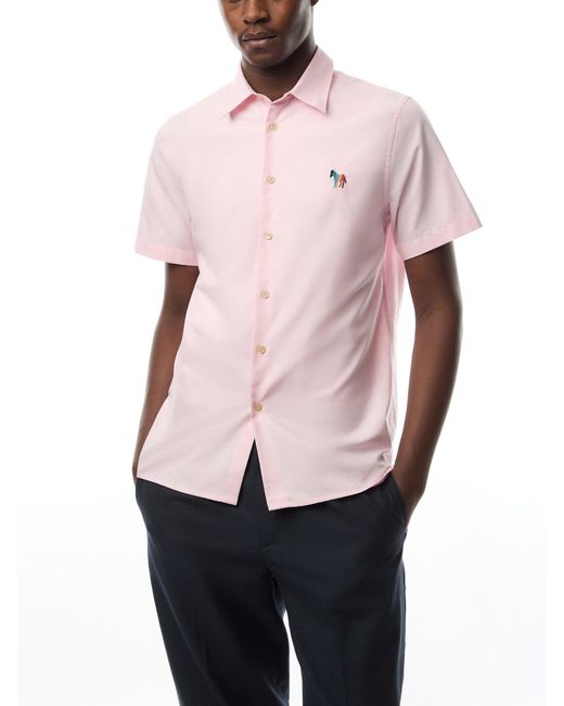 Paul Smith Pink Zebra Oxford S/S Shirt for men