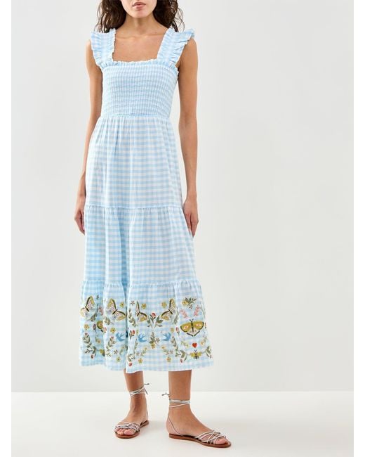 Nobody's Child Blue Elizabeth Scarlett Stacey Gingham Midi Dress